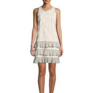 Robe Crème Rebecca Taylor - Taille 4, En Lin, Longueur Genoux, Occasion Très Bon État